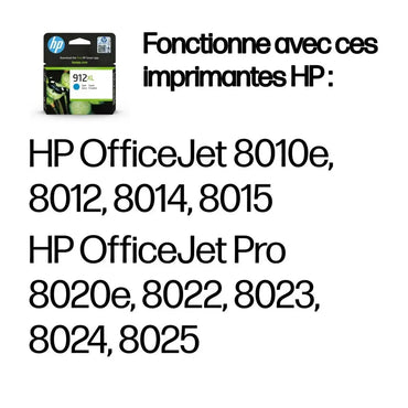 HP 912XL Cyan – Cartouche d’encre grande capacité HP d’origine — vue 2 — Connecto.ma