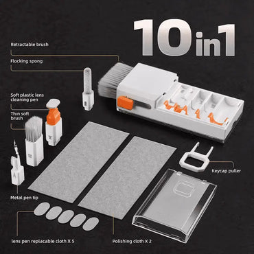 Kit de Nettoyage Électronique 10-en-1 – Entretien Complet pour Écrans, Claviers, Objectifs et Écouteurs Connecto.ma