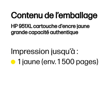HP 951XL Jaune – Cartouche d’encre grande capacité HP d’origine (CN048AE) Connecto.ma