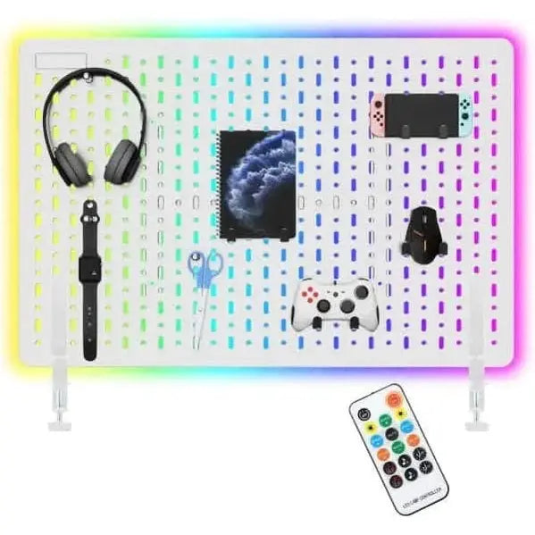 Pegboard Murale LED 56,5*37,5 cm – Organisation Polyvalente pour Maison, Bureau et Gaming (Blanc) PegboardMaroc | Connecto.ma