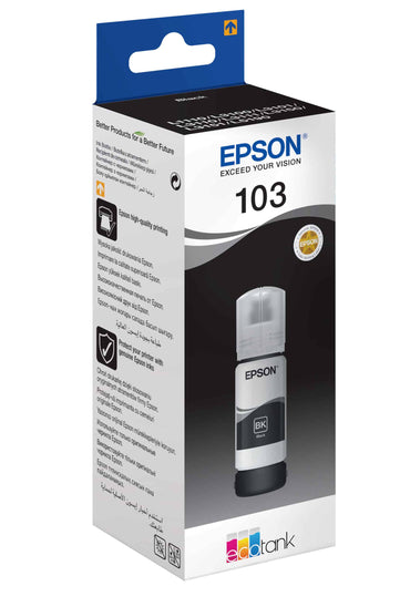 Epson 103 Noir – Bouteille d’encre Epson EcoTank d’origine (C13T00S14A) Connecto.ma