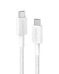 Câble Anker 322 PowerLine USB-C vers USB-C 60W 1,8 m Tressé Blanc – Charge Rapide au Maroc