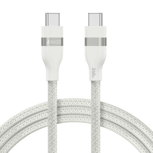 Câble Anker USB-C Tressé Écologique – Charge Rapide & Haute Compatibilité (Blanc) Connecto.ma