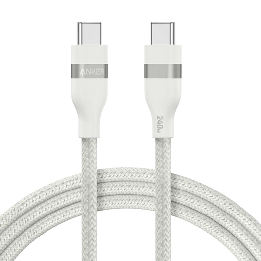 Câble Anker USB-C Tressé Écologique – Charge Rapide & Haute Compatibilité (Blanc) — Connecto.ma