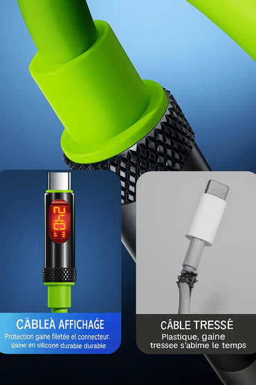 Câble USB-C vers USB-C 240W avec Affichage Numérique – Charge Ultra Rapide & Transfert 480 Mbps Connecto.ma