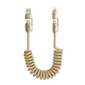 Câble de Charge Spirale 240W 4-en-1 – USB-C, Lightning, PD (Beige)