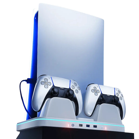 Support tout-en-un pour Playstation PS5/SLIM/PRO avec ventilateur & Éclairage RGB et chargeur Connecto.ma
