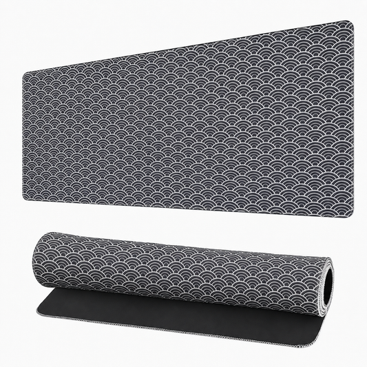Tapis de Souris XXXL 100×50 cm (Noir) Motif Vagues Japonaises – Grand Tapis Gaming Antidérapant