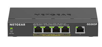 Switch NETGEAR 5 ports Gigabit PoE+ GS305EP — vue avant ports — Maroc