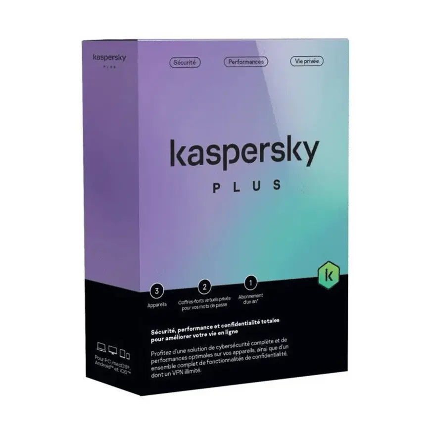 Kaspersky Plus (équivalent à Internet Security) – 3 Postes / 1 an (KL10428BCFS-FFPMAG) Connecto.ma