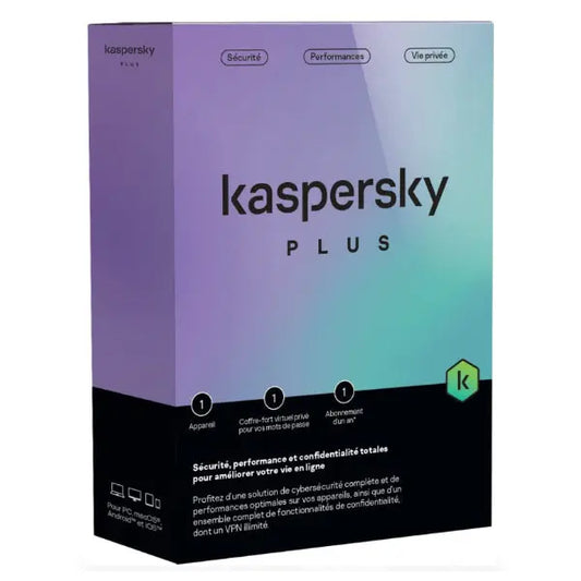 Kaspersky Plus (équivalent à Internet Security) – 1 Poste / 1 an (KL10428BAFS-FFPMAG) Kaspersky