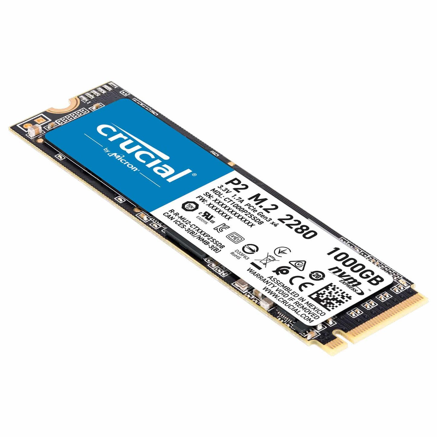 Disque Dur Crucial 1 To -SSD P2 M.2 PCIe NVMe (CT1000P2SSD8) Connecto.ma