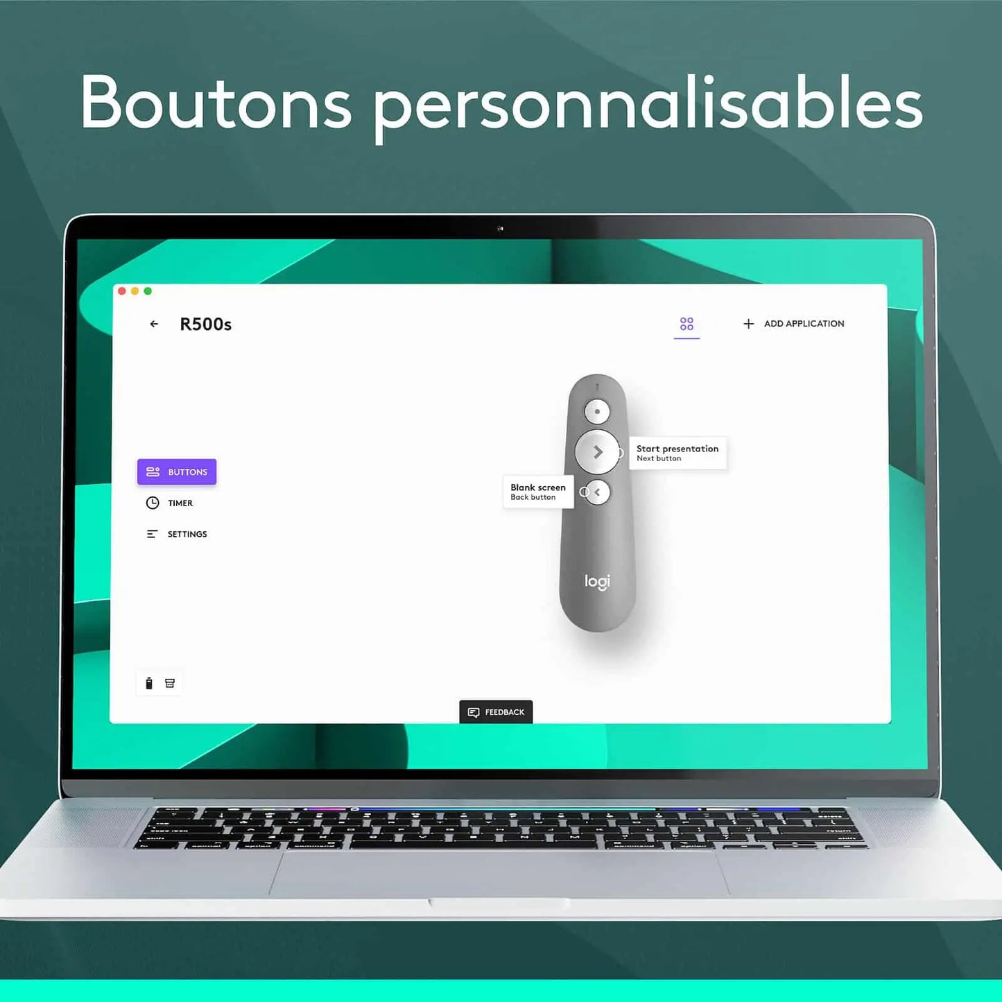 Logitech R500s Laser Pointer Presentation-Gris Moyen (910-006520) Connecto.ma