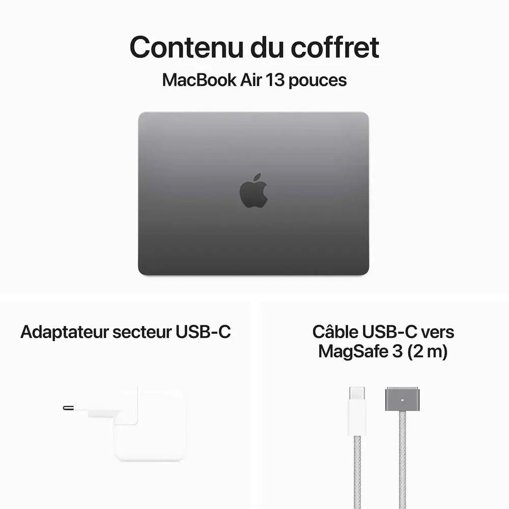 Apple MacBook Air M3 13 pouces (2024) Gris sidéral 16 Go/256 Go (MC8G4FN/A) AppleMaroc | Connecto.ma