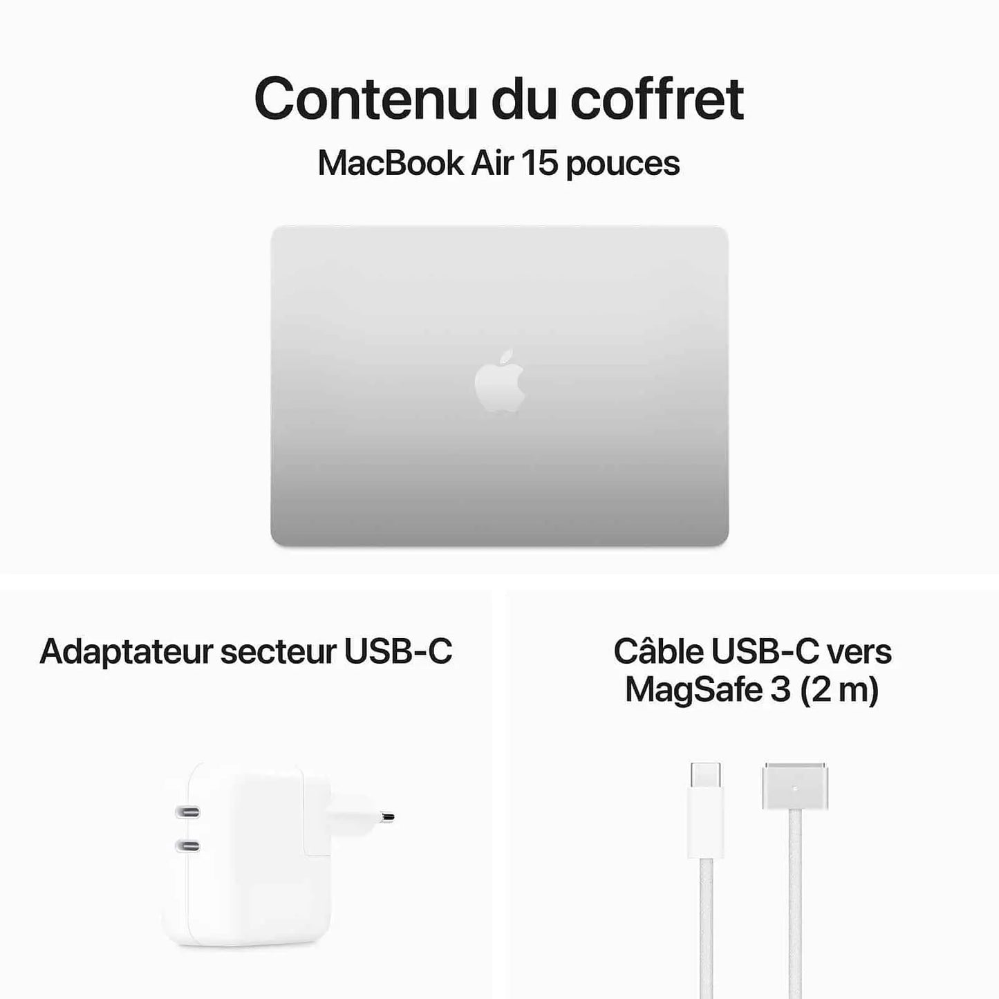 Apple MacBook Air M3 15 pouces (2024) Argent 16 Go/256 Go (MC9E4FN/A) Connecto.ma