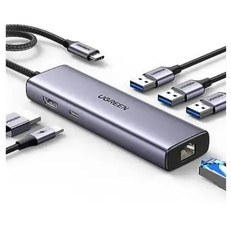 UGREEN HUB USB-C 6 EN 1 Supporte PD 100W Recharge (15598) UGREENMaroc | Connecto.ma