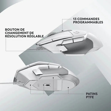 Souris Gaming Logitech G502 X avec fils- Blanche (910-006147) LogitechMaroc | Connecto.ma