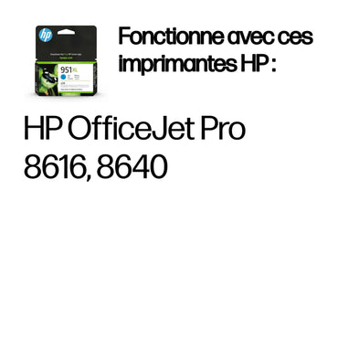 HP 951XL Cyan – Cartouche d’encre grande capacité HP d’origine (CN046AE) Connecto.ma