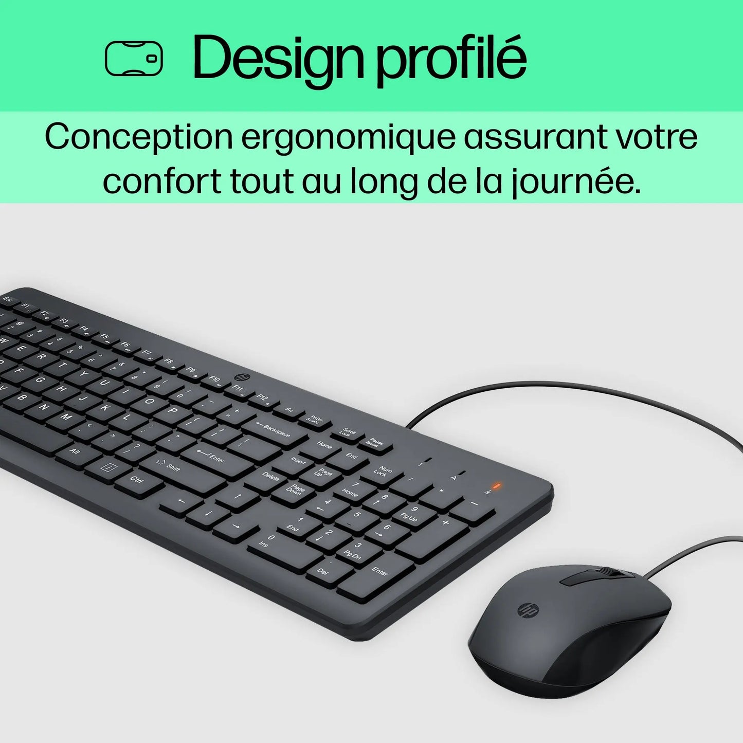 Souris et clavier filaires HP 150 (240J7AA) Connecto.ma