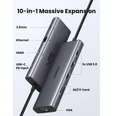 Ugreen Hub Usb C 10 En 1 15601 — Connecto au Maroc | Connecto.ma