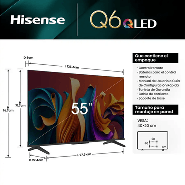Hisense Televiseur 55 Smart Uhd 4K Qled 55Q6N Recepteur Integre His55Q6N — Connecto au Maroc | Connecto.ma