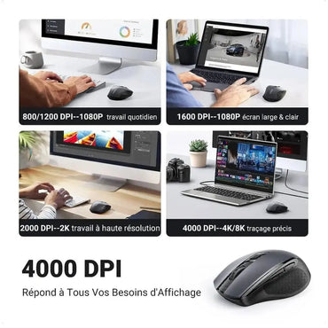 Souris sans fil Ugreen Design Ergonomique 2.4GHz – Noir (90545) UGREENMaroc | Connecto.ma
