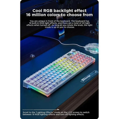 Clavier AULA F98 Pro–Sans Fil RGB Tri-mode (Transparent) AULAMaroc | Connecto.ma