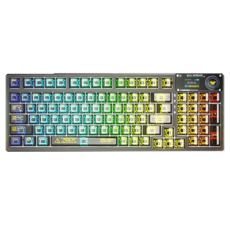 Clavier Mécanique Sans Fil AULA F98 Pro–Tri-mode (2. 4G/Bluetooth/USB-C), Switchs Hot-Swap, RGB, 98 — Connecto.ma