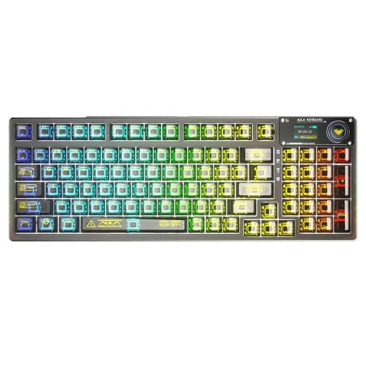 Clavier Mécanique Sans Fil AULA F98 Pro – Tri-mode (2.4G/Bluetooth/USB-C), Switchs Hot-Swap, RGB, 98 Touches Connecto.ma