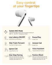 QCY MeloBuds Pro - infographie commandes tactiles écouteurs - Connecto.ma