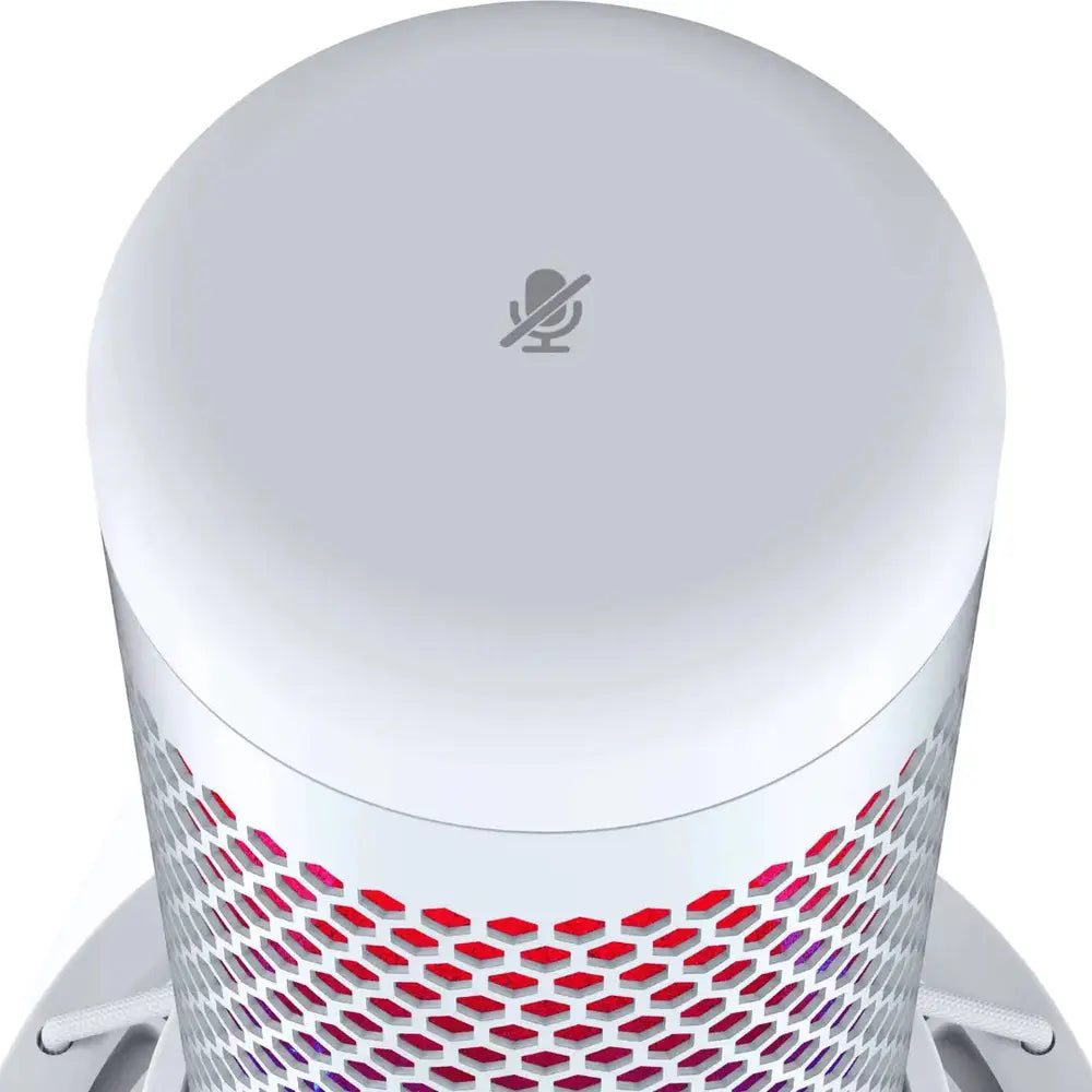 HyperX QuadCast S Blanc – Microphone USB RGB Streaming — vue 3 — Connecto.ma