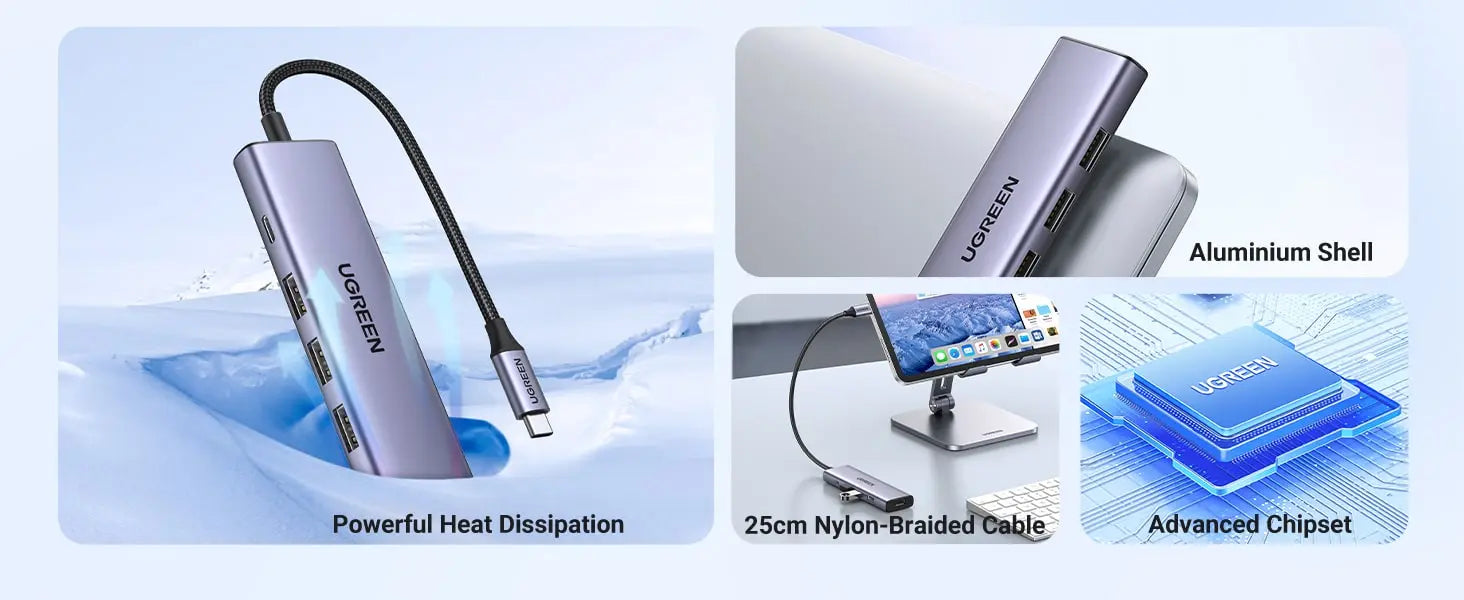 Adaptateur HUB USB-C Ugreen 5 en 1 (15596) Connecto.ma