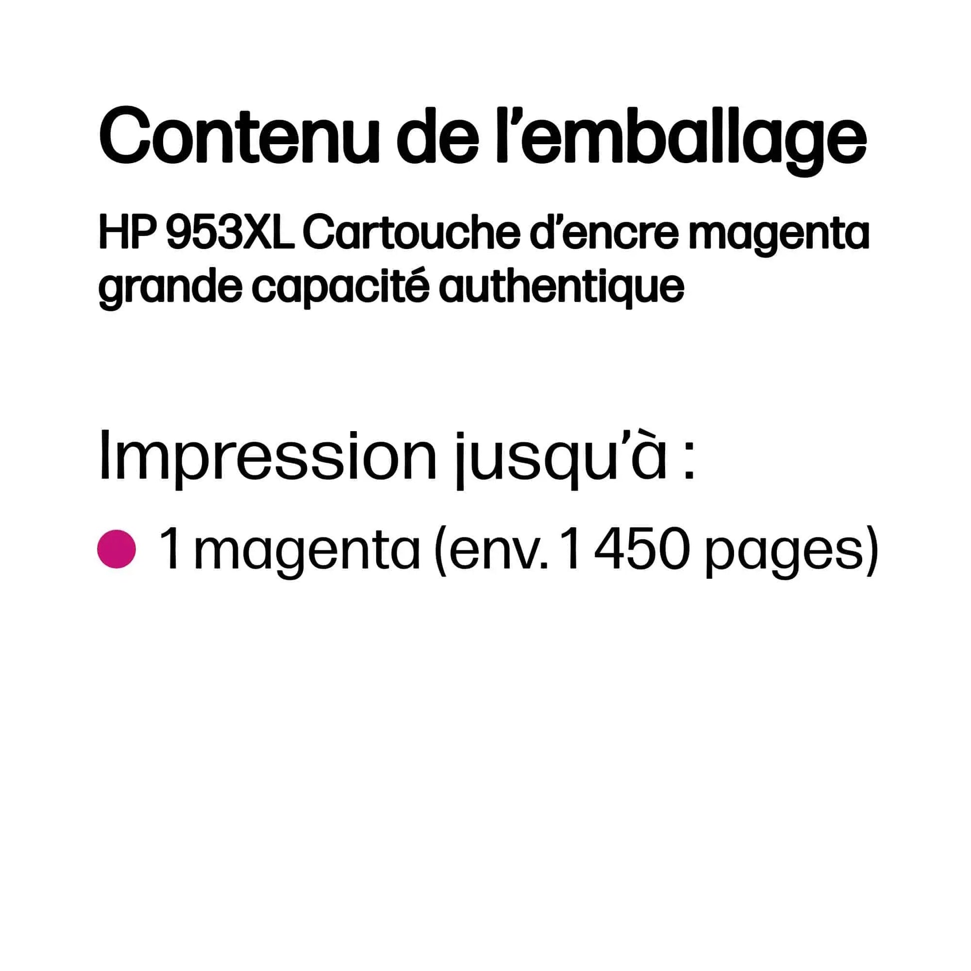 Cartouche d’encre HP 953XL – Magenta (F6U17AE) Hewlett Packard