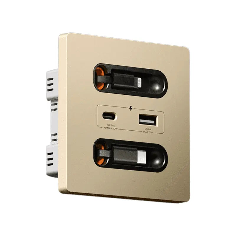Prise Murale Universelle avec Port USB-C 20W – , Câble Télescopique Intégré, pour PC, Smartphone et Tablette Connecto.ma