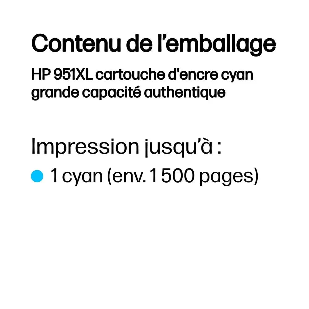HP 951XL Cyan – Cartouche d’encre grande capacité HP d’origine — vue 3 — Connecto.ma