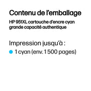 HP 951XL Cyan – Cartouche d’encre grande capacité HP d’origine — vue 3 — Connecto.ma