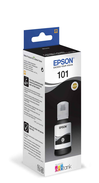 Epson 101 Noir – Bouteille d’encre Epson EcoTank d’origine (C13T03V14A) Connecto.ma