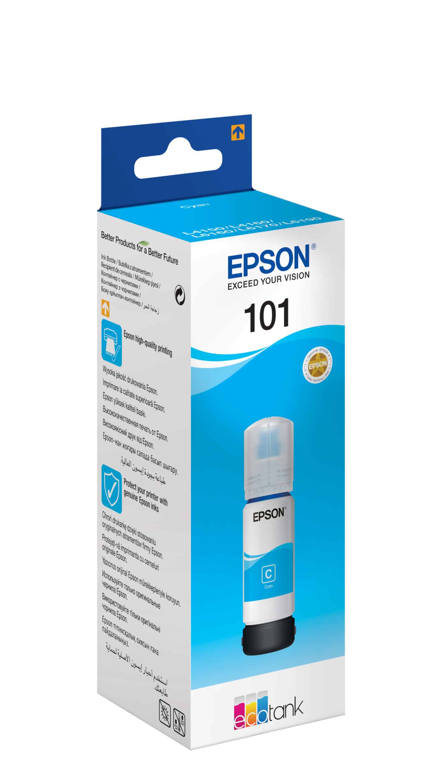 Epson 101 Cyan – Bouteille d’encre Epson EcoTank d’origine (C13T03V24A) Connecto.ma