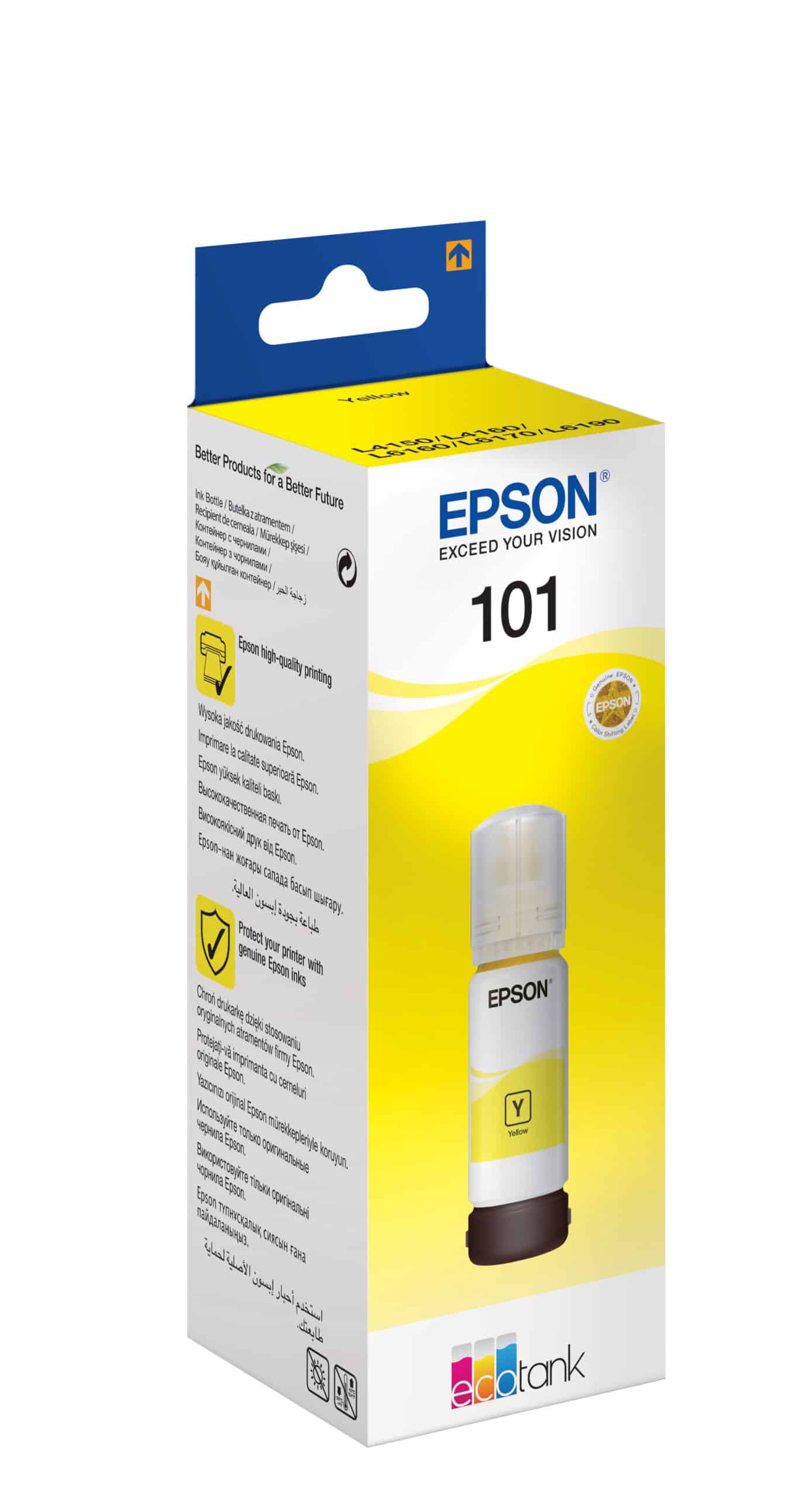Epson 101 Jaune – Bouteille d’encre Epson EcoTank d’origine (C13T03V44A) Connecto.ma