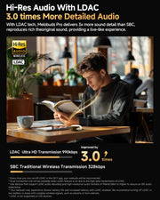 QCY MeloBuds Pro - infographie Hi-Res Audio LDAC 3x plus de détails - Connecto.ma