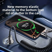 Câble de Charge Spirale 4-en-1 240W – USB-C, Lightning, PD (Noir) — vue 3 — Connecto.ma