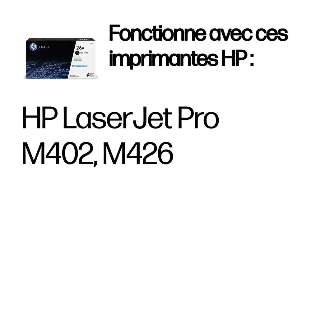HP 26A Noir – Toner HP LaserJet d’origine — vue 2 — Connecto.ma