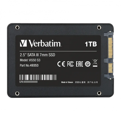Verbatim Vi550 S3 SSD – 1TB Disque Dur SSD Sata 2.5 (49353) Connecto.ma