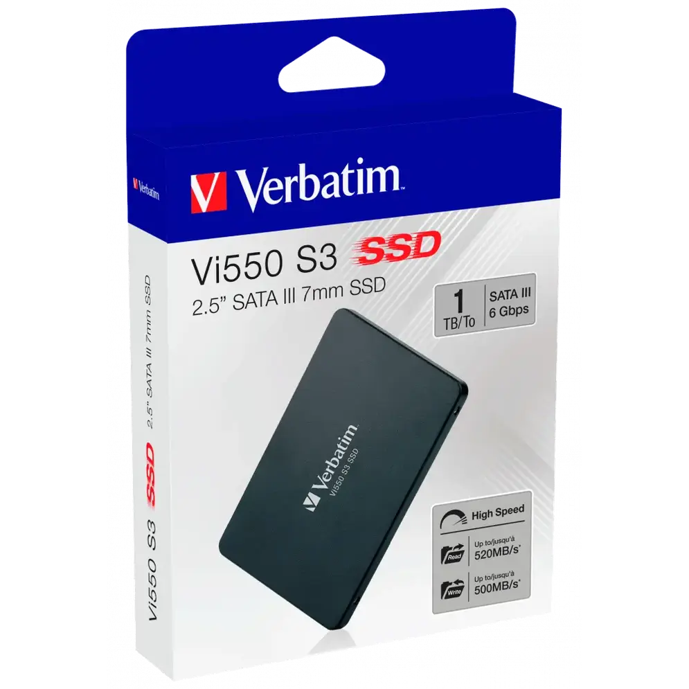 Verbatim Vi550 S3 SSD – 1TB Disque Dur SSD Sata 2.5 — vue 3 — Connecto.ma