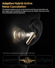 QCY MeloBuds Pro - infographie réduction de bruit adaptative ANC - Connecto.ma