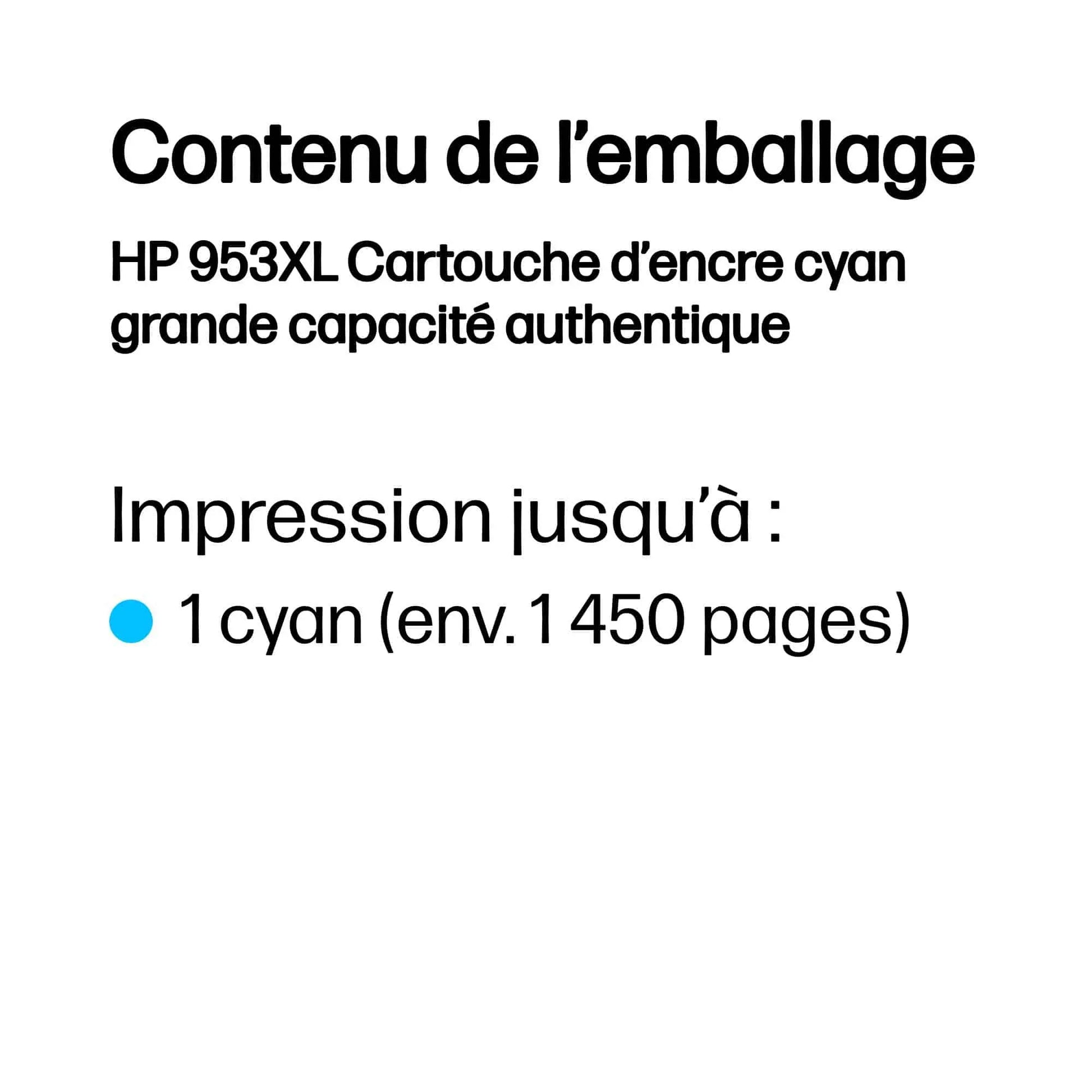 Cartouche d’encre HP 953XL – Cyan (F6U16AE) Hewlett Packard