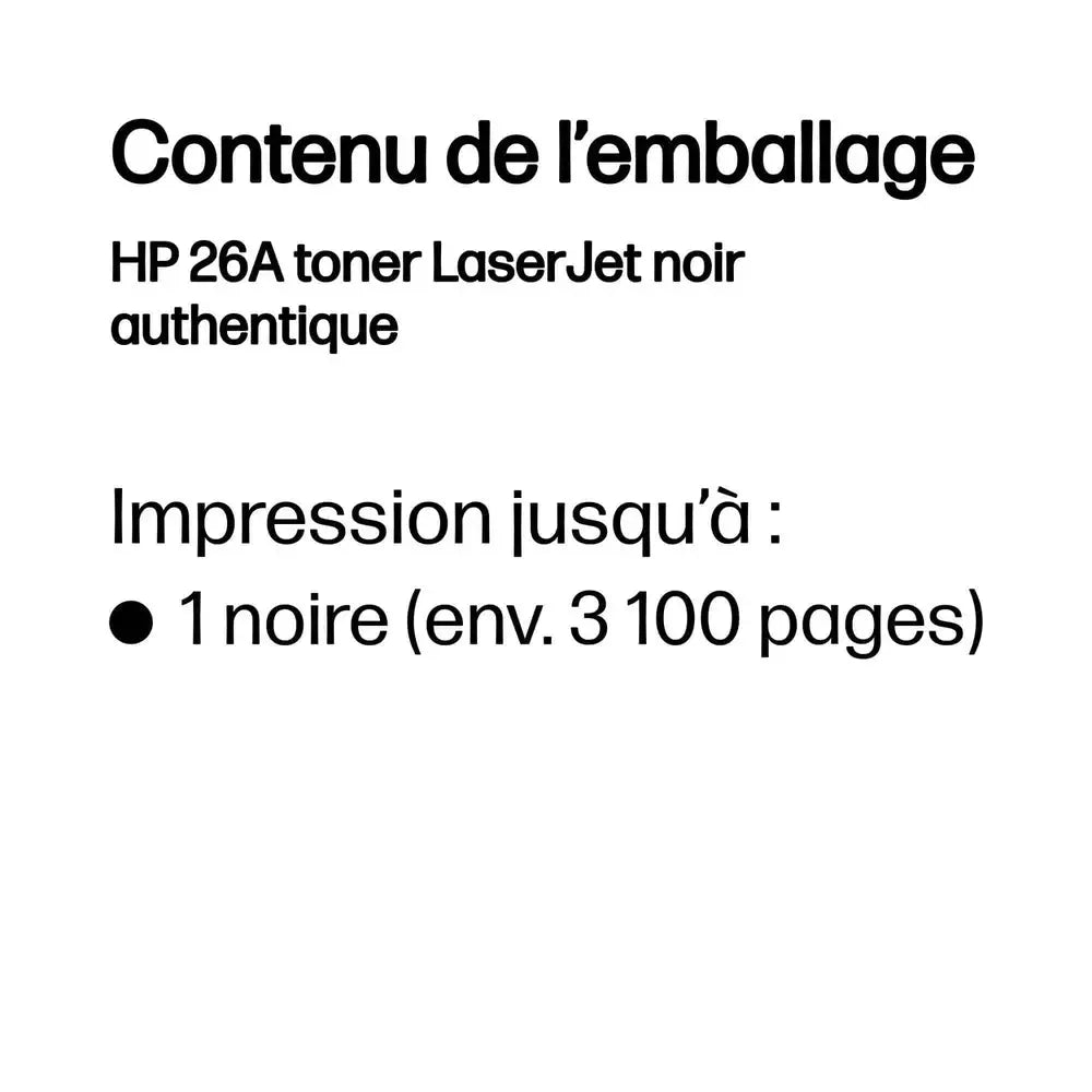 HP 26A Noir – Toner HP LaserJet d’origine — vue 3 — Connecto.ma