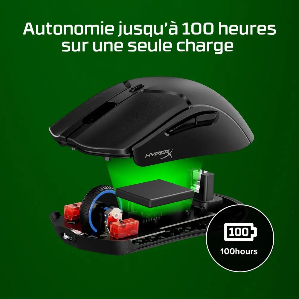 HyperX Pulsefire Haste 2 Souris Gamer Sans fil Mini- Noir — vue 5 — Connecto.ma