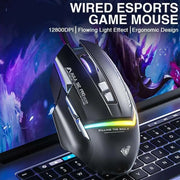 Souris Gaming Filaire AULA S12Pro+–1000Hz, 12800 DPI, 8 Boutons, Éclairage RGB — vue 3 — Connecto.ma