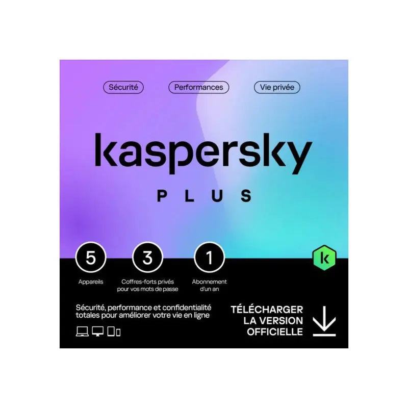 Kaspersky Plus (équivalent à Internet Security) – 5 Postes / 1 an — vue 2 — Connecto.ma